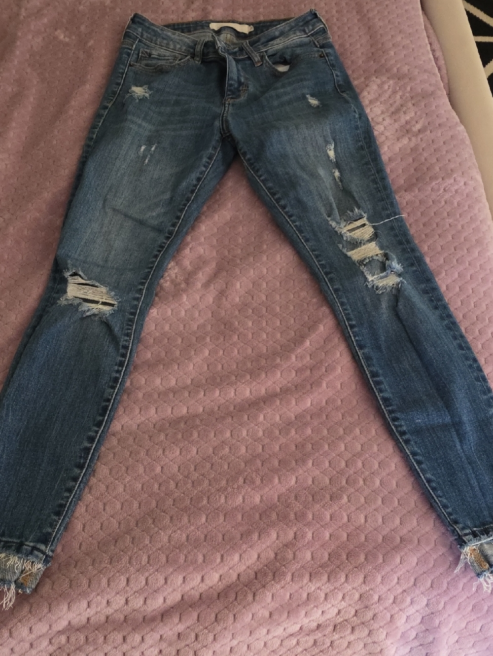 Ripped Dark Blue Women's Skinny Jeans